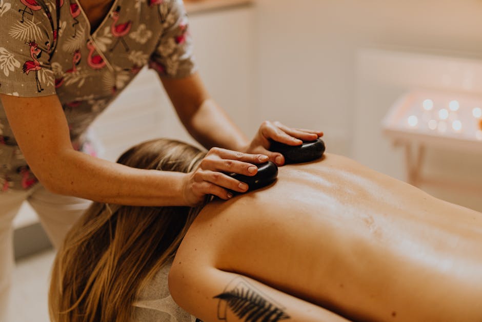 A serene hot stone massage session promoting relaxation and wellness