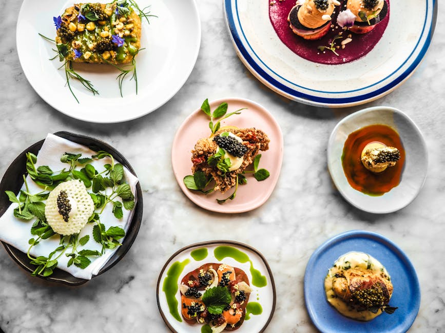 Elegant presentation of gourmet dishes topped with caviar in San Francisco